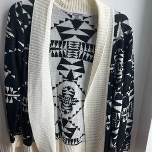 Charlotte Russe pattern cardigan. Black and white. Medium